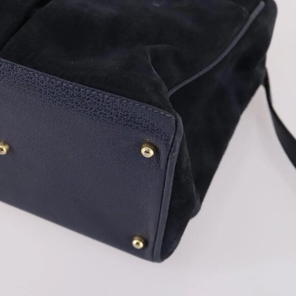 GUCCI Bamboo Hand Bag Suede 2way Navy Gold 000 2214 0316 Auth ep10732 - Picture 4 of 16